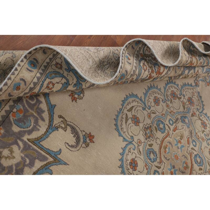 Tabriz Persian Vintage Area Rug Hand-Knotted Bedroom Wool Carpet - 10'0" x 12'8"