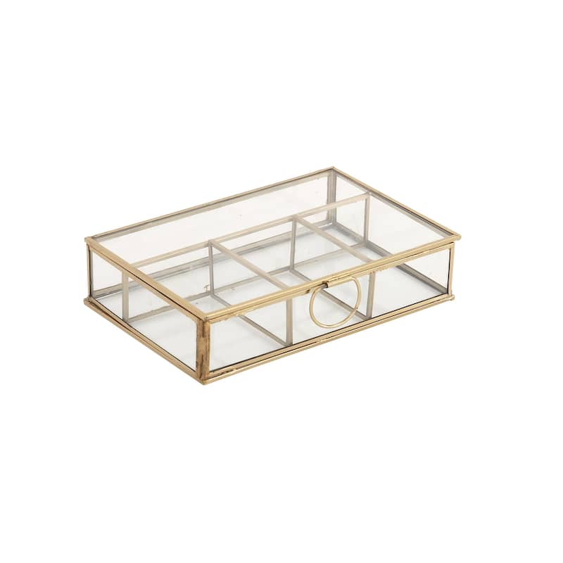 Glass Decorative Jewelry Box with Clear Glass - Gold - CosmoLiving by Cosmopolitan