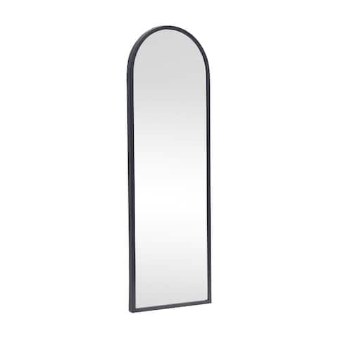 Arched Wall Mounted Mirror with Matte Black Metal Framed, 47.6"H