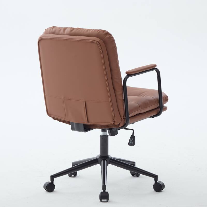 Office Chair,Mid Back Home Office Desk Task Chair with Wheels and Arms Ergonomic PU Leather Computer Rolling Swivel Chair