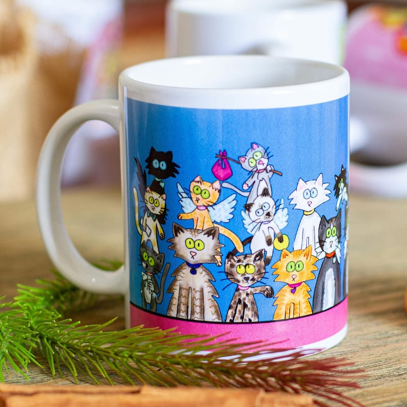 Novica Handmade Kittens Ceramic Mug