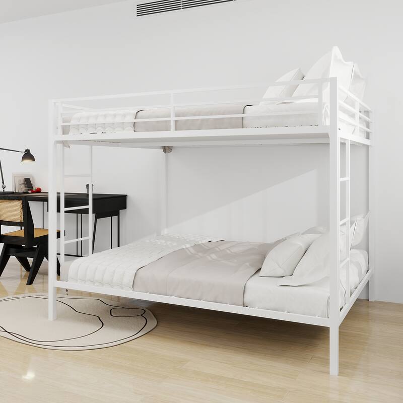 Queen Multi-Functional Square Tube Iron Bunk Bed, Robust Metal Frame Resists Wear, Ideal for Optimizing Vertical Space