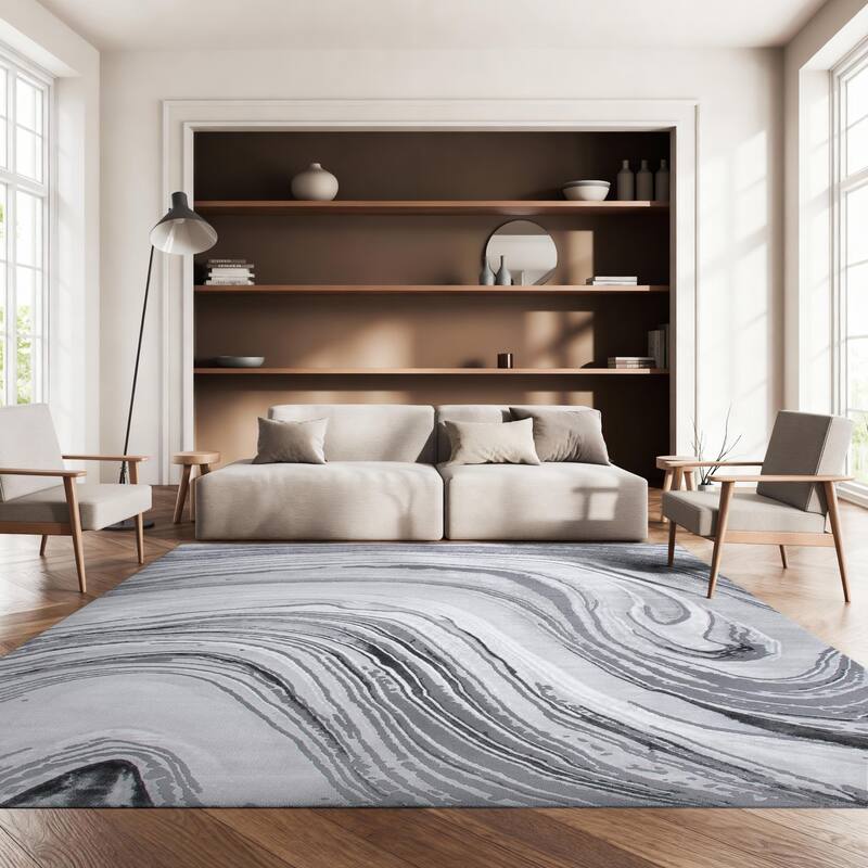 SAFAVIEH Craft Herveline Modern Abstract Rug - 9' x 12' - Light Grey/Grey