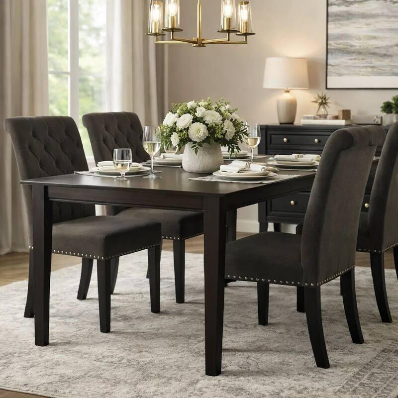 Ali 20 Inch Set of 2 Side Chairs, Brown Rolled Back, Deep Button Tufting