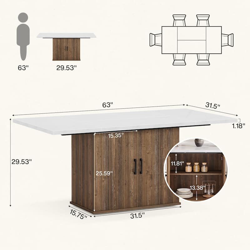 63" Dinning Table for 4-6