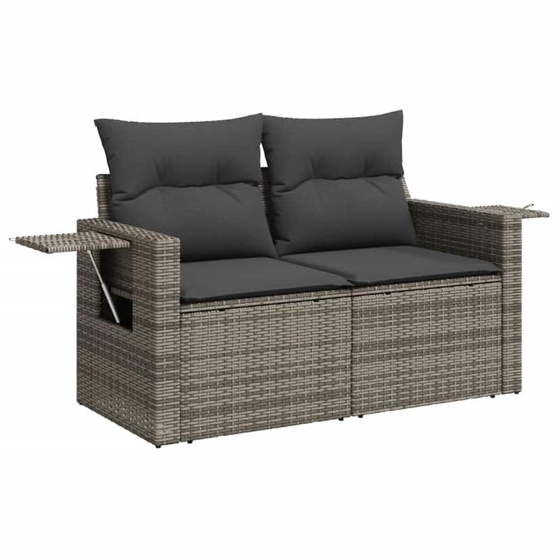 vidaXL Patio Sofa Set with Cushions Outdoor Conversation Furniture Poly Rattan