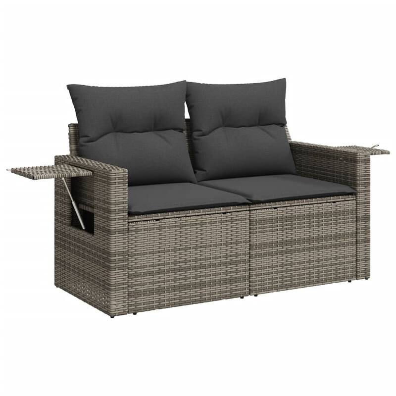vidaXL Patio Sofa Set with Cushions Outdoor Furniture 7 Piece Poly Rattan - 24.4 x 24.4 x 27.2