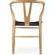preview thumbnail 37 of 47, Woven Wood Armchair with Arms Open Y Back Mid Century Modern Office Dining Chairs Black Seat Kitchen Bedroom Organic Rattan