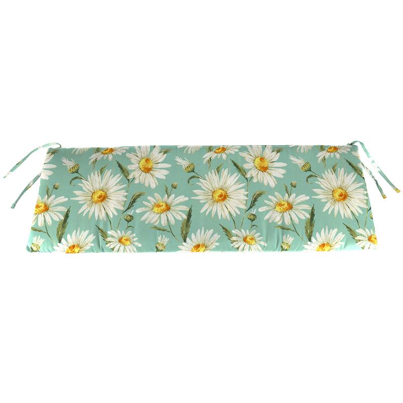 54" x 19" Outdoor Bench Cushion with Ties - 18.5'' L x 54'' W x 3'' H - Daphne Iceberg