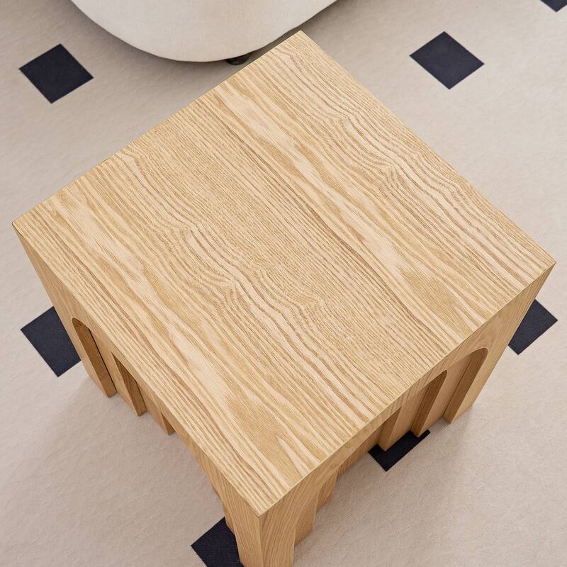 Modern Square Wood Side Table, Decorative Accent Table for Small Space