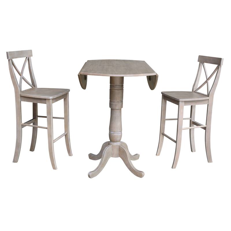 Round Pedestal Gathering Table Set with Stools - Kitchen Bar Counter Height Dining Table