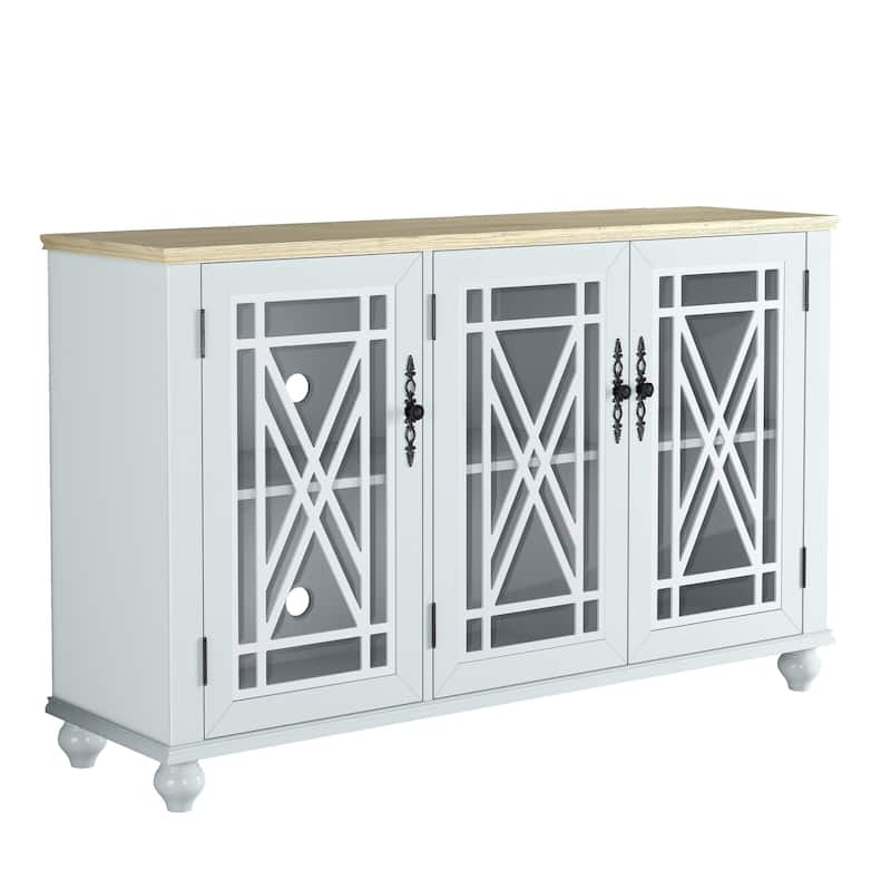 55" Vintage Style Kitchen Accent Buffet Sideboard Cabinet - 55" in Width