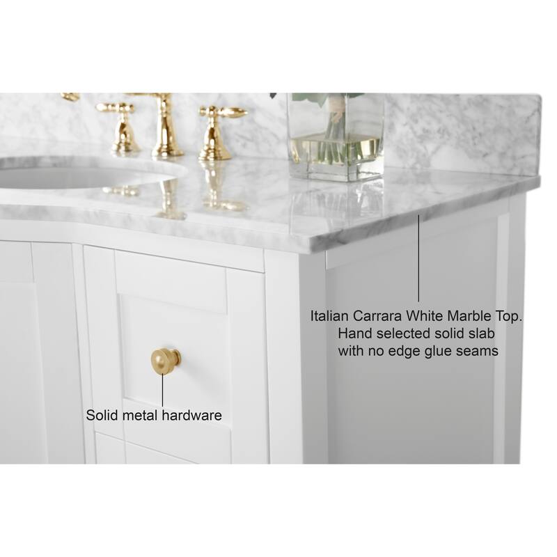 Ancerre Designs Lauren Vanity Set with Carrara White Marble Top