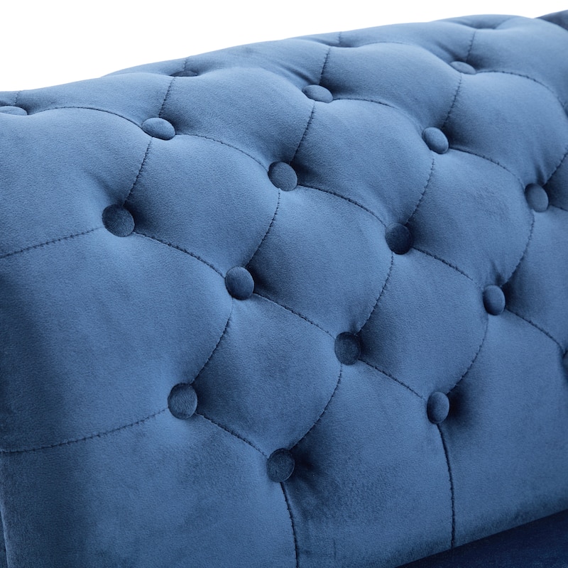 Christopher Knight Home - Bressi Modern Velvet Upholstered Chaise Lounge with Tufted Backrest, Nailhead Trim & Pillow