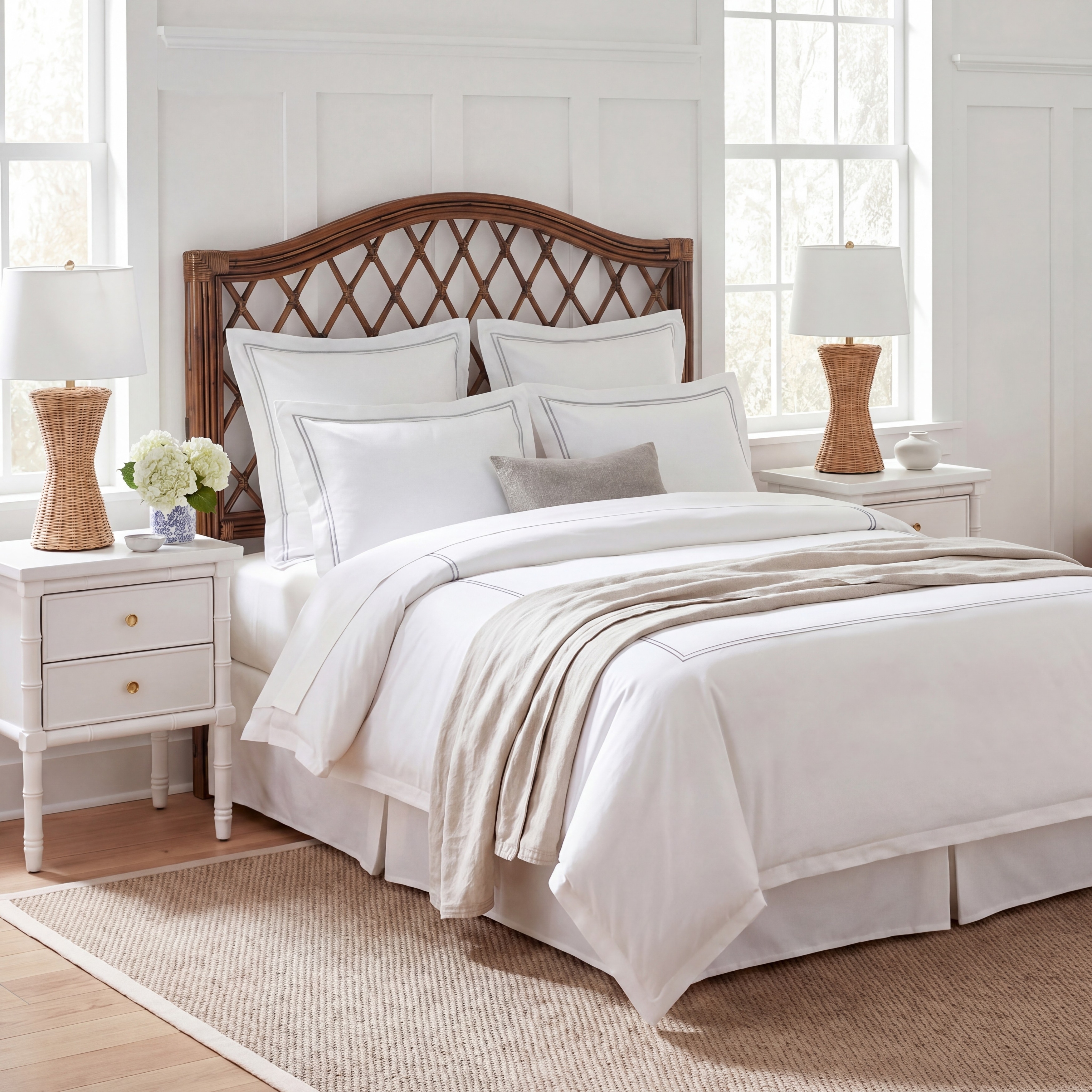 SAFAVIEH Gabrielle Brown/ Multi Rattan Wicker Trellis Headboard (Queen)