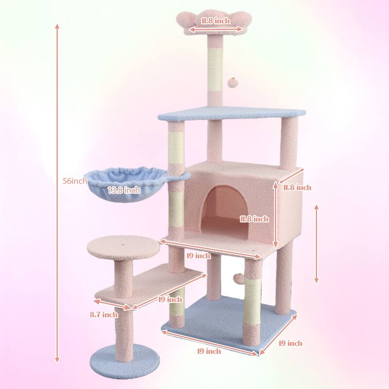 Flower Cat Tree With Large Condo Removable Flower Cushion And Hammock