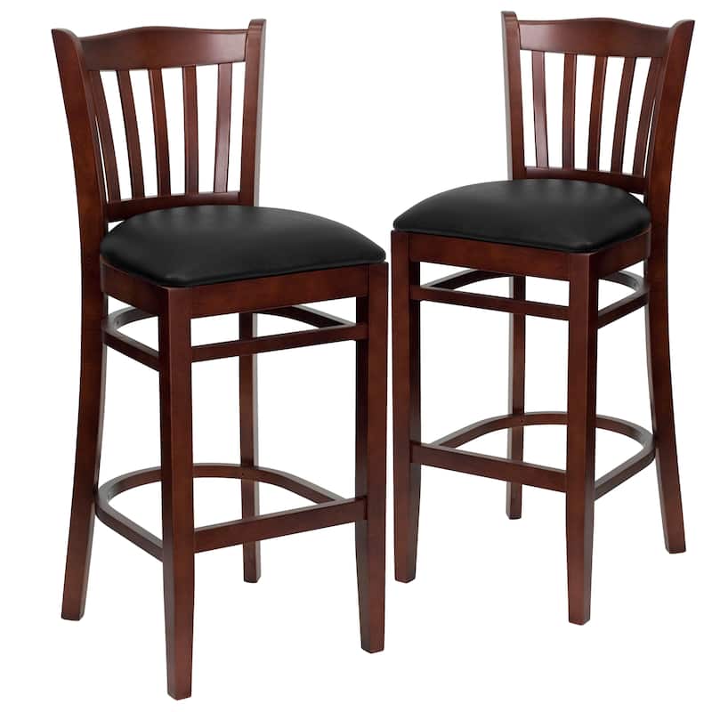 2Pk Vertical Slat Back Wood Restaurant Barstool - Hospitality Seating