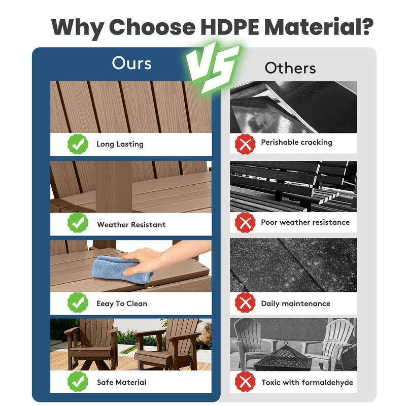 HDPE Adirondack Swivel Glider, Outdoor Patio Chair