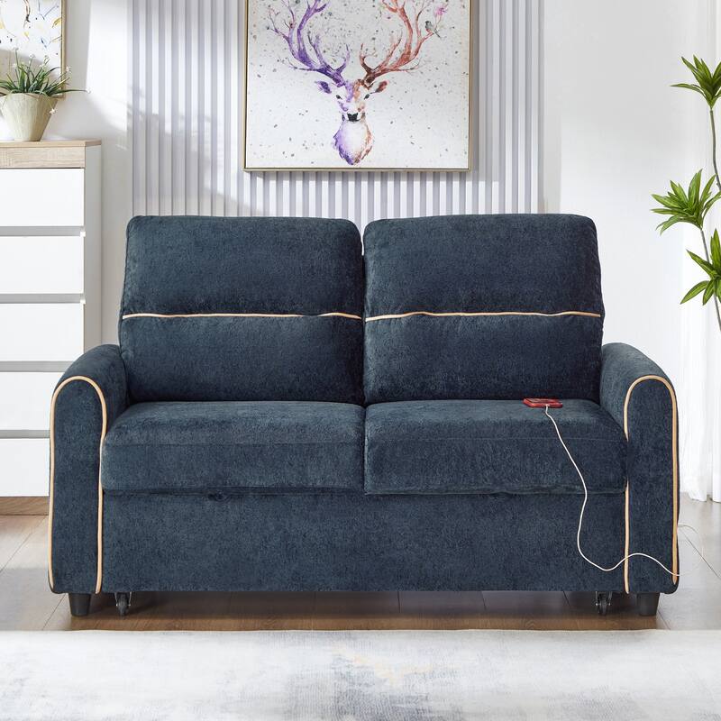 Pull Out Sofa Bed, 58-inch Sofa Bed, Sleeper Sofa, Loveseat Sofa with Adjustable 3 -Position Backrest