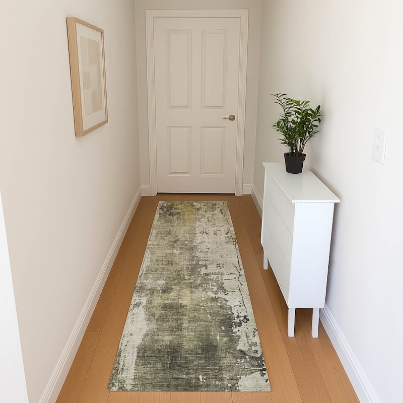 Premium Washable Super Soft Abstract Modern Mayfield Rug - Pewter - 2'3" x 7'6"