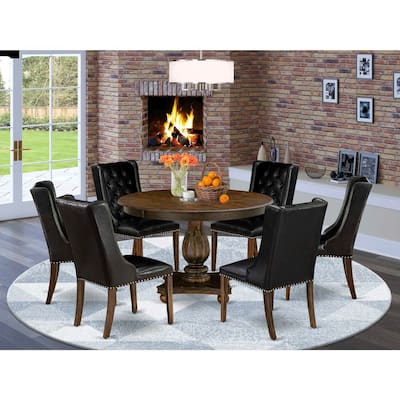 Modern 7 Piece Kitchen Table Set with 6 Chairs - Mid Century Dining Room Set