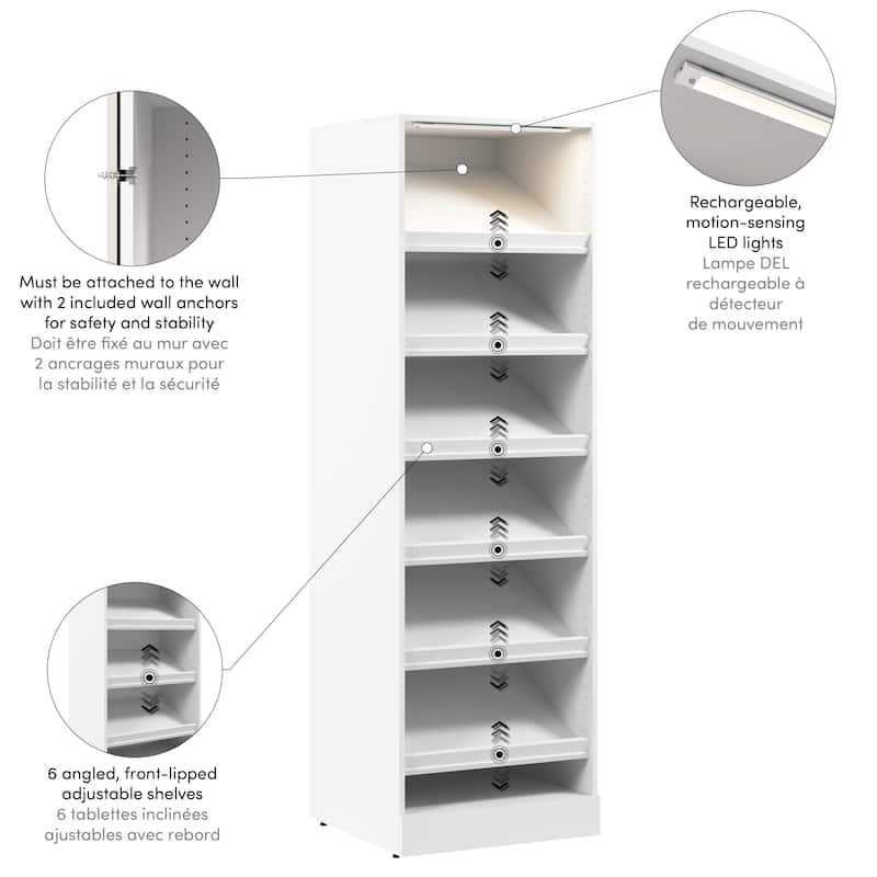 Bestar Florence 25W x 25D Shoe Shelf Closet System with LED Light