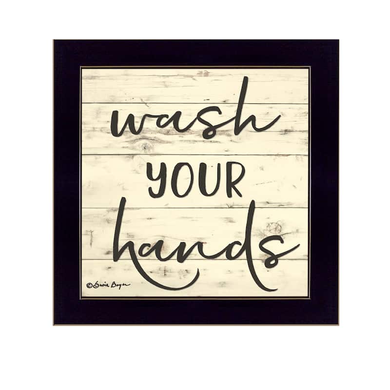 TrendyDecor4U "Wash Your Hands" Framed Print Wall Art - Black