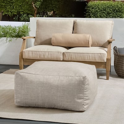 Sorra Home Sunbrella Outdoor Knife Edge Solid Bean Pouf