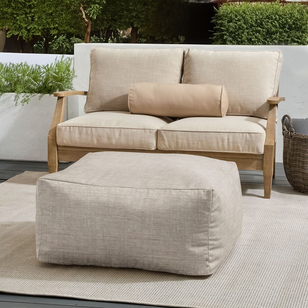 Sorra Home Sunbrella Outdoor Knife Edge Solid Bean Pouf