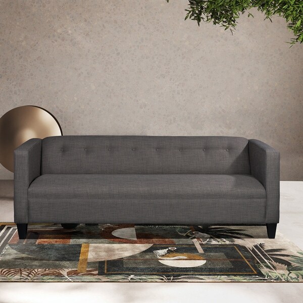 Made in USA Indoor Upholstered 3 Seater Sofa with Square Arms Dark Grey 80 33 28 inches Bed Bath Beyond 34483346