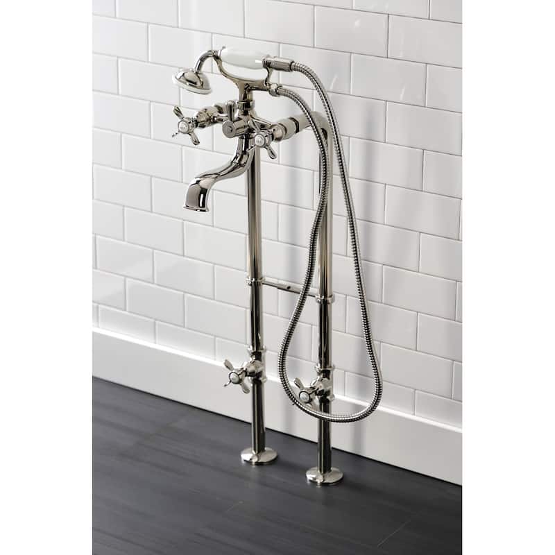 Essex Freestanding Clawfoot Tub Faucet Package with Supply Line in Matte Black