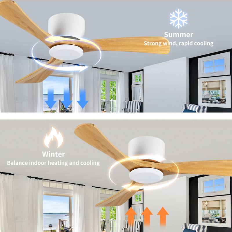 42 Inch Ceiling Fan no light with Remote Control, Low Profile Ceiling Fan without Light,Noiseless Reversible DC Motor with Timer