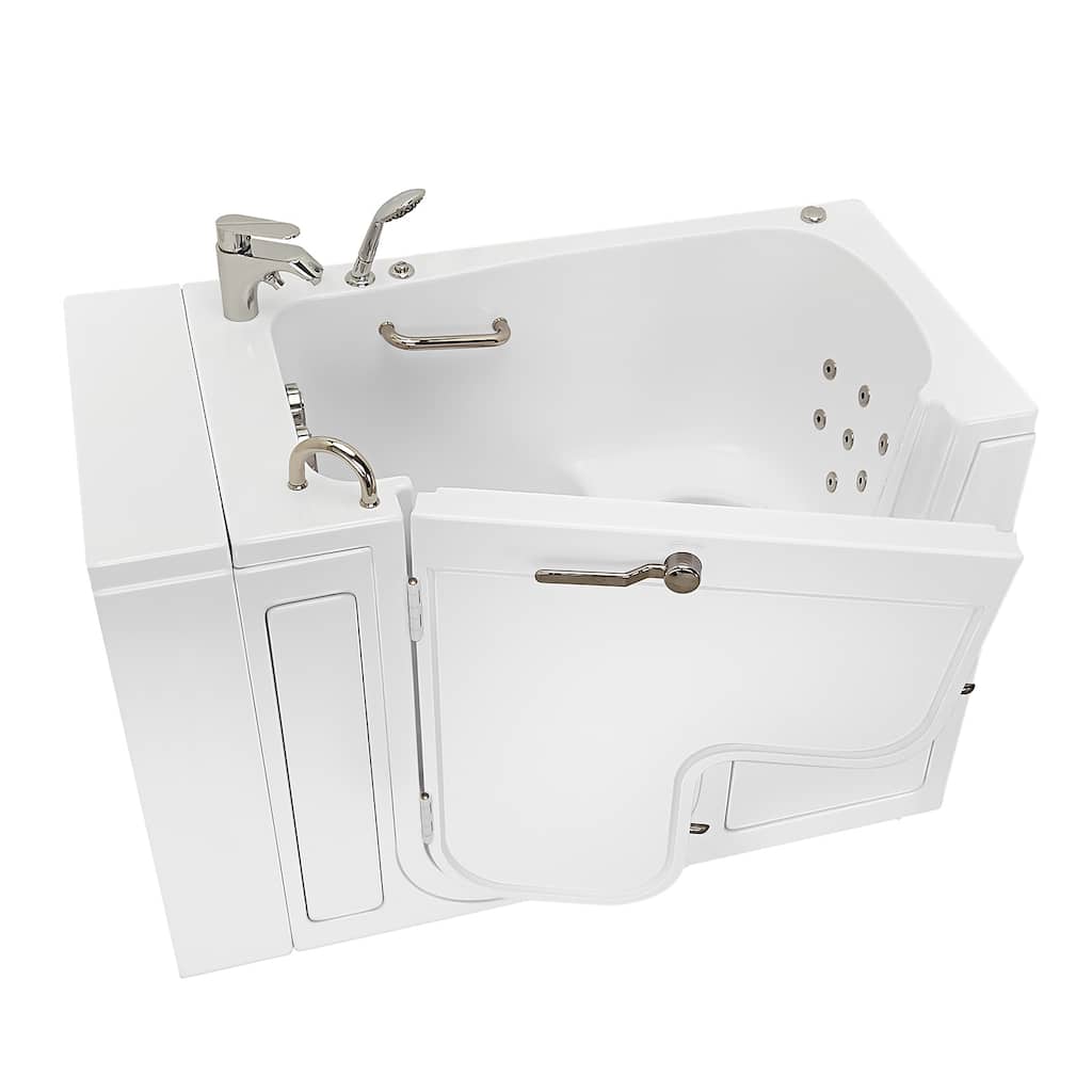 Ella Transfer 32 Acrylic Hydro Massage Walk-In Bathtub & Left Outward Swing Door 2 Piece Fast Fill Faucet 2" Dual Drain