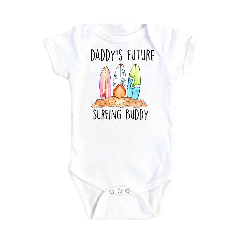 Surfing Daddy - Baby Boy Girl Clothes Infant Bodysuit Funny Cute Newborn - White - 3-6M