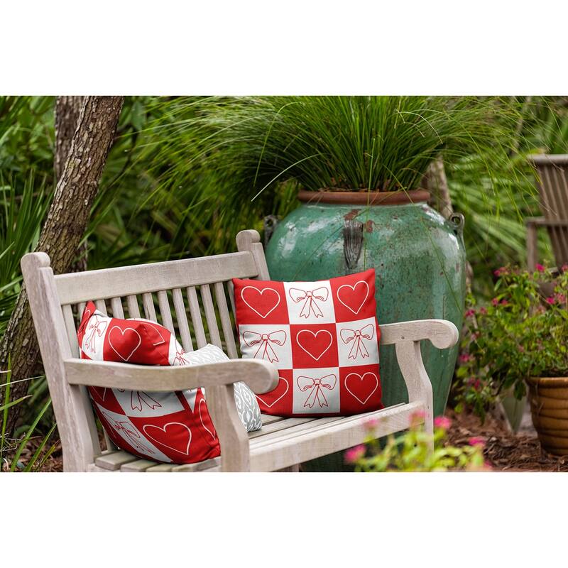 Sweet Bows and Hearts Indoor/Outdoor Throw Pillow