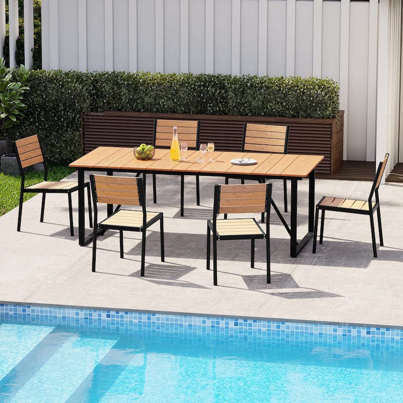7 Pieces Outdoor Aluminum Furniture Set Patio Dining Set for Lawn Backyard