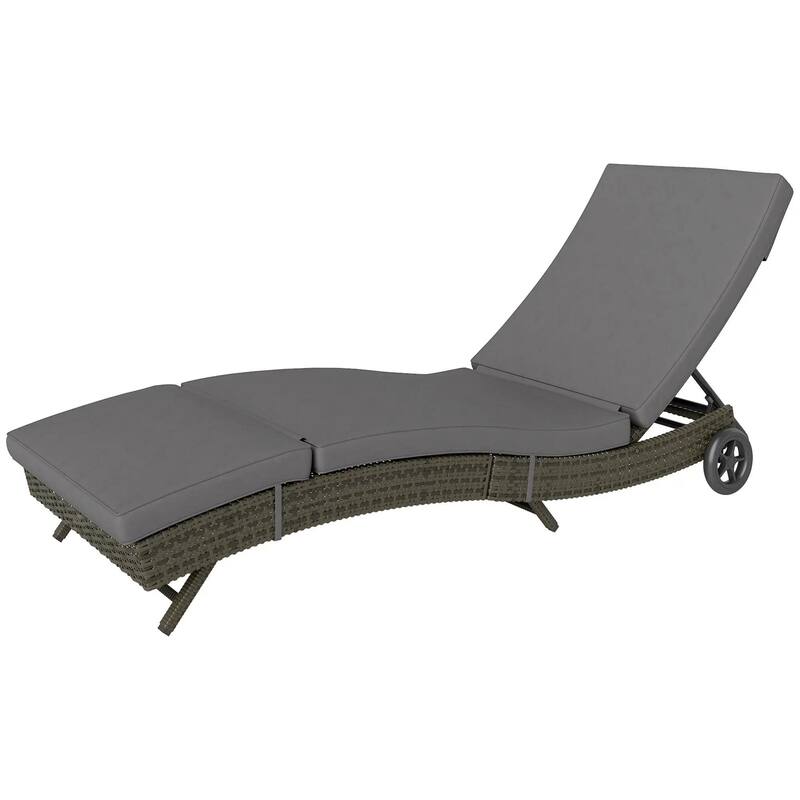 Foldable Chaise Lounge, 5-Level Adjustable Backrest, Breathable Mesh