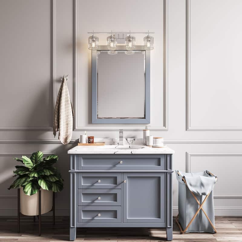 Frenia 4-light Modern Dimmable Bathroom Vanity Light with Art Glass