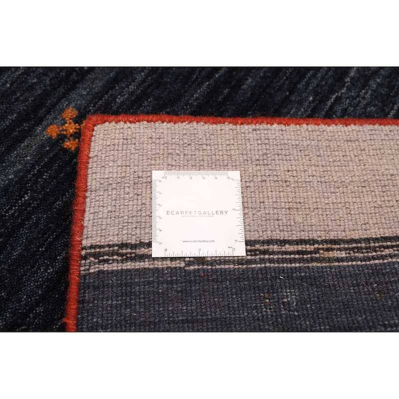 ECARPETGALLERY Hand Loomed Kashkuli Gabbeh Navy Wool Rug - 6'7 x 8'1