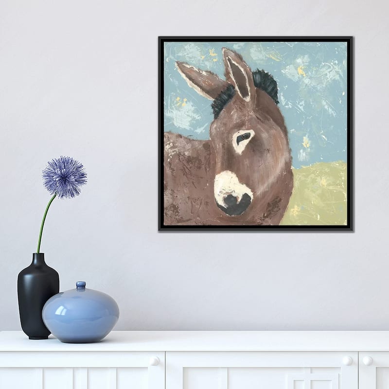 iCanvas "Farm Life-Donkey" by Jade Reynolds Framed Canvas Print