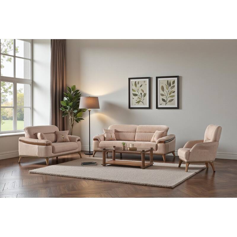 Tammy 4 Pieces Living Room Sets 1 Sofa 1 Loveseat 2 Chair - Beige