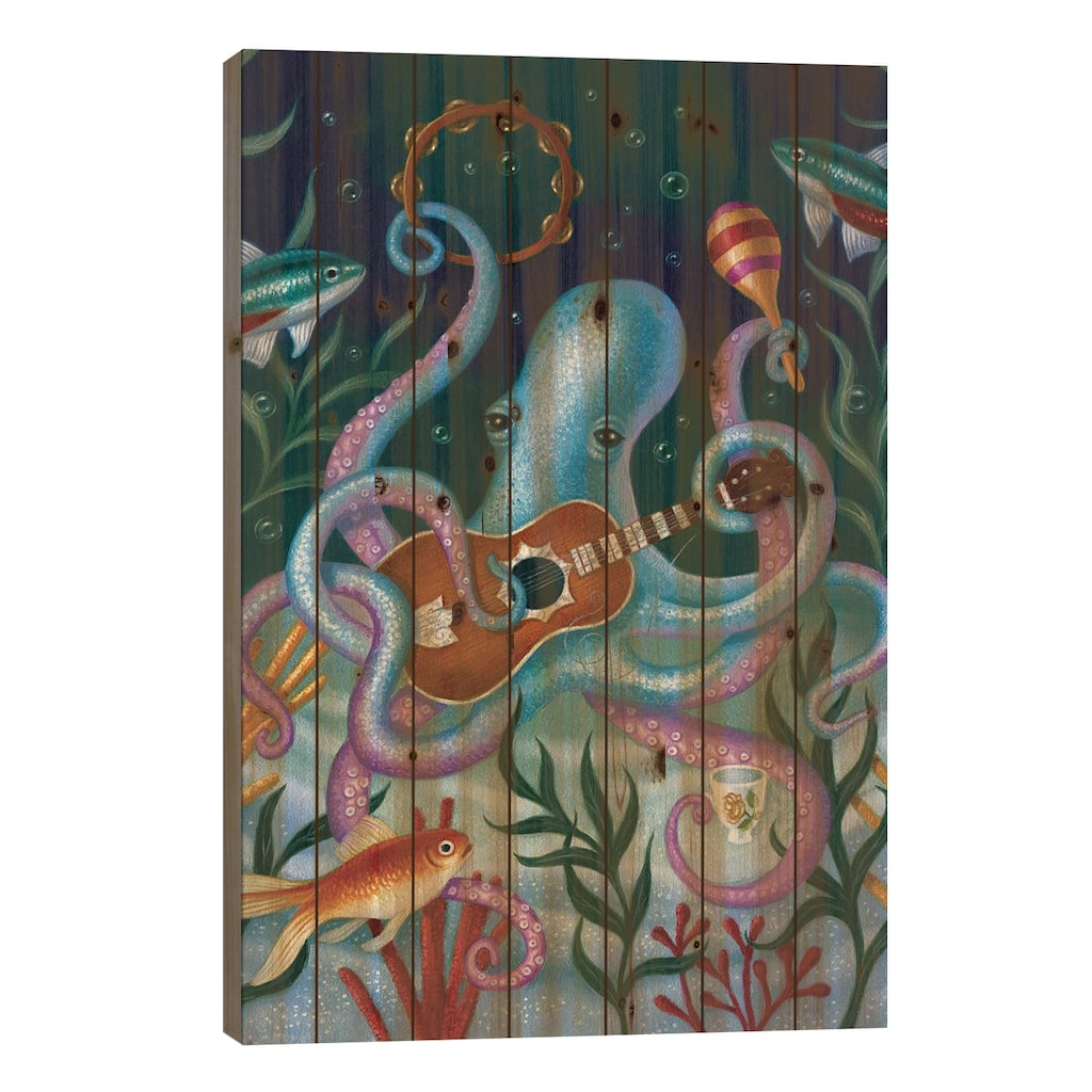 The Virtuoso In Blue Print On Wood by Gina Matarazzo - Multi-Color