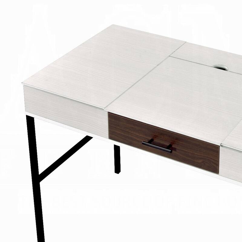 GDFStudio - Natalie Industrial Writing Desk with USB Port, Storage Drawer, and Smooth Glide Design