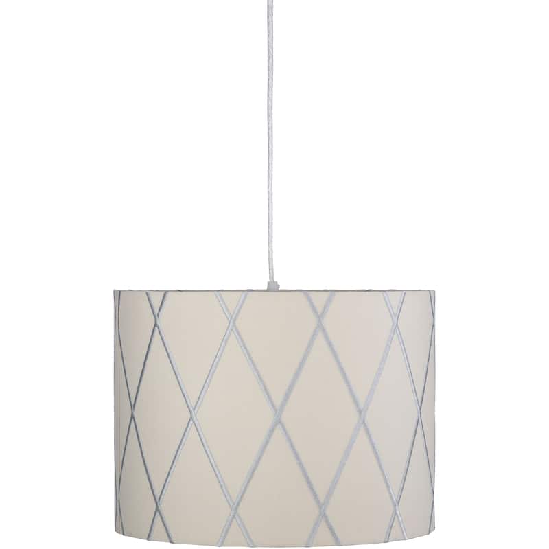 Artistic Weavers Kyle Classic Embroidered Drum Pendant - 12"H x 16"W x 16"D - 12"H x 16"W x 16"D - Beige