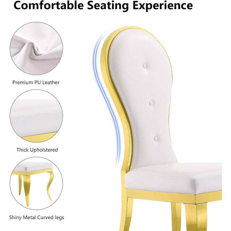 Luxury Faux Leather Dining Room Chairs with Polished Gold Cabriole Legs