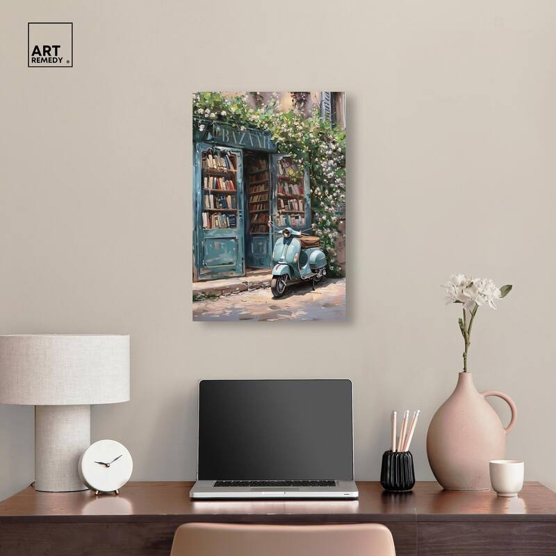 Quaint Bookstore Canvas by Art Remedy, Gallery Wrapped