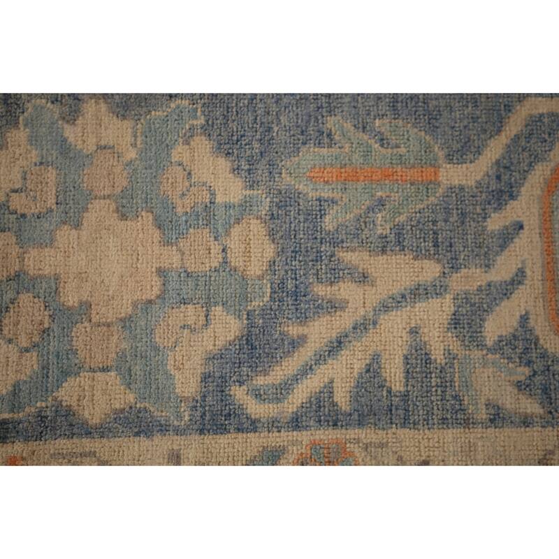 Vegetable Dye Oushak Turkish Area Rug Hand-Knotted Floral Wool Carpet - 8'0" x 9'9"