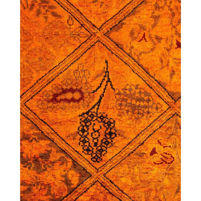 Overton Hand Knotted Wool Vintage Inspired Modern Contemporary Overdyed Orange Runner Rug - 2' 8" x 8' 3"