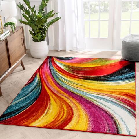 Well Woven Bright Waves Multi-Colored Area Rug - 5'3" x 7'3"