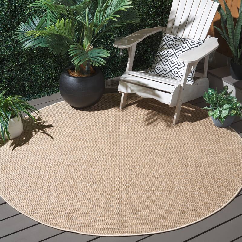 SAFAVIEH Sisal All-Weather Tressa Transitional Indoor/Outdoor Rug - 7'9" Round - Natural